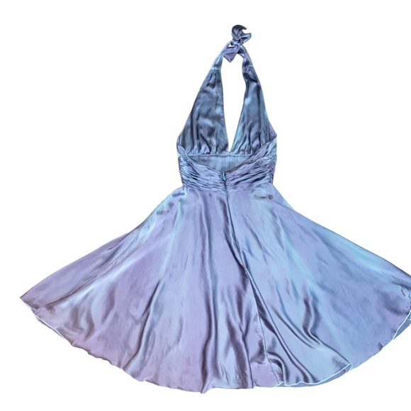 Rose & Lula 100% Silk Metallic Iridescent Marylyn Monroe Halter Dress Size 4 - Picture 5 of 16